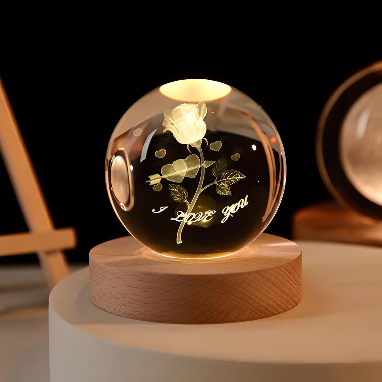 Verthara 3D Crystal Balls LED Light Love Note
