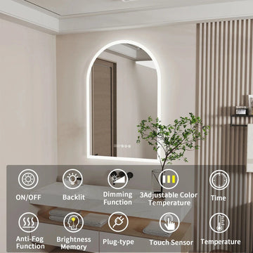 Verthara Backlit Smart LED Bathroom Mirror Light Grey