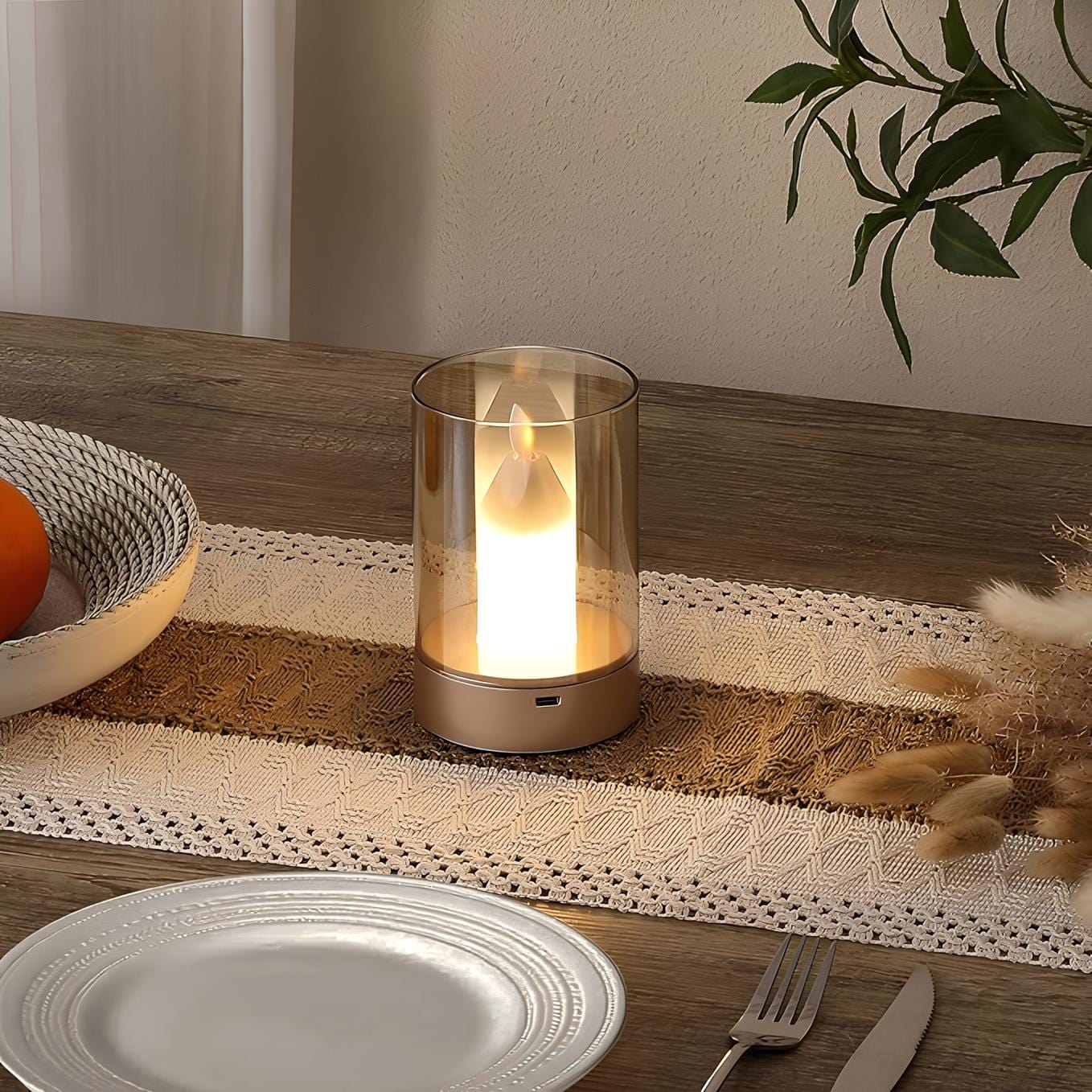 Verthara Candle Glow LED Rechargeable Table Lamp