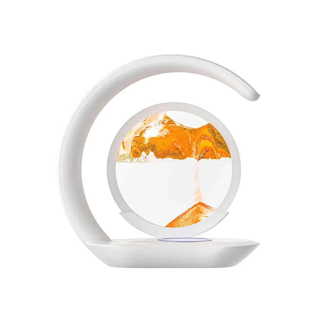 Verthara Cordless LED Table Lamp With 3D Hourglass Design – Wireless Charging - Adjustable Colour - Modern Style - Ideal For Bedside Or Desk Yellow