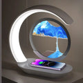 Verthara Cordless LED Table Lamp With 3D Hourglass Design – Wireless Charging - Adjustable Colour - Modern Style - Ideal For Bedside Or Desk