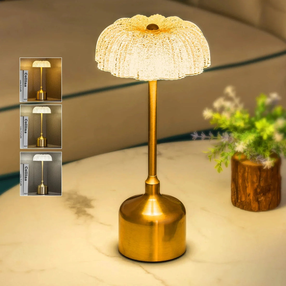 Verthara Cordless LED Table Lamp With Touch Control – Rechargeable - Dimmable - 3 Lighting Modes - Elegant Metal Design - Portable Night Light Default