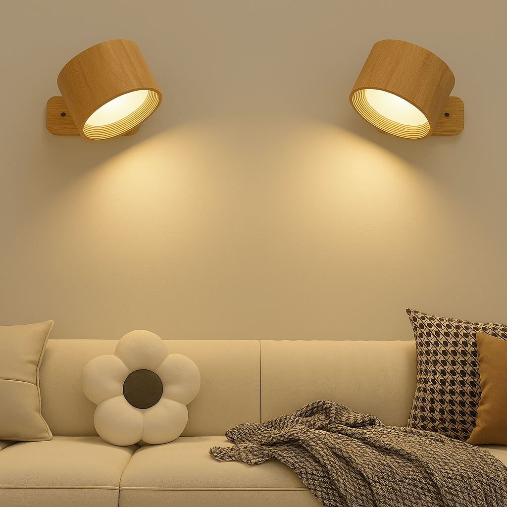 Verthara Cordless Wall Lamp - Battery Operated Light - Rechargeable Wall Light - Ambilume Wood / Touch Control