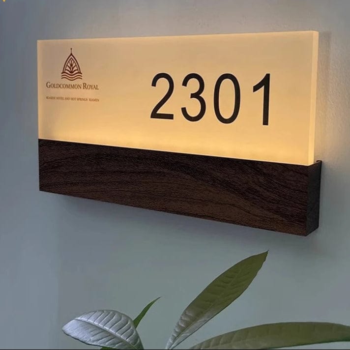 Verthara Custom LED Door Number Light - Illuminated - Modern Design - High-Quality Acrylic - Easy Mounting - Bright Visibility - Ideal For Hotels 6000K / Frosted lampshade