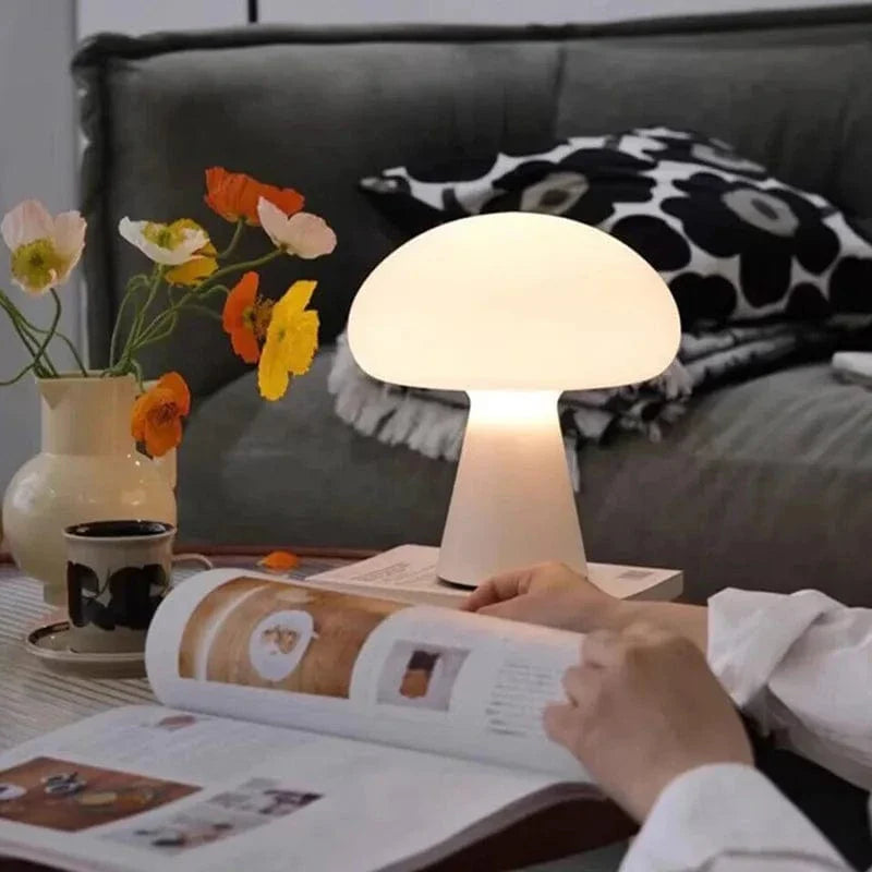 Verthara Dimmable Cordless Table Lamp - USB Rechargeable - Warm White Light - Modern Mushroom Design - Compact Indoor Lighting Default