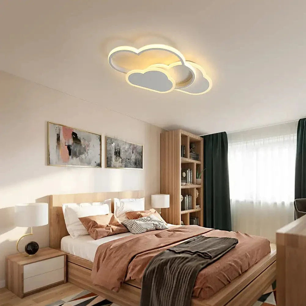 Verthara Dimmable LED Flush Mount Ceiling Light – Cloud Design – Adjustable Colour Temperature - 32W - Remote Control - Ideal For Children's Rooms Default