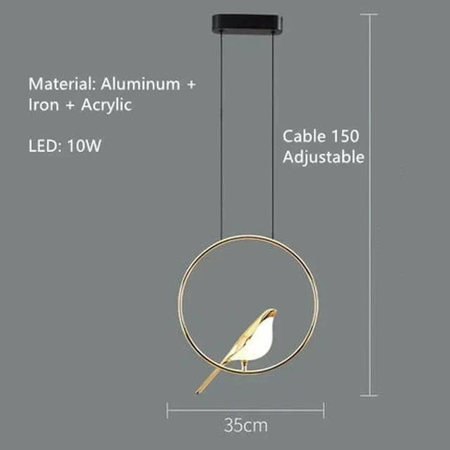 Verthara Elegant Bird Design Golden Magpie LED Wall Lamp Single head hanging / Cool White(5500-7000K)