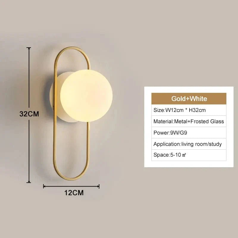 Verthara Frosted Glass LED Wall Lights A White Gold 9w / Cool White