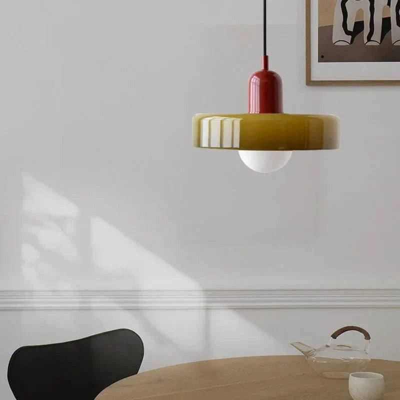 Verthara Glass Chandelier Pendant Light Wine Red + Tea Green