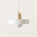 Verthara Glass Chandelier Pendant Light Beige + White