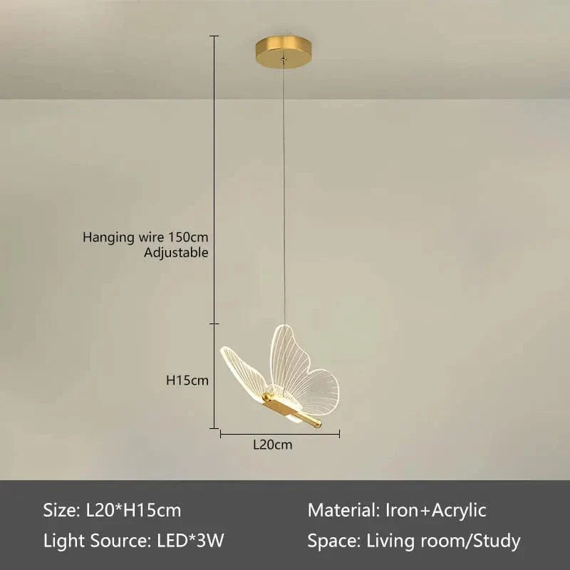 Verthara Golden LED Butterfly Pendant Light