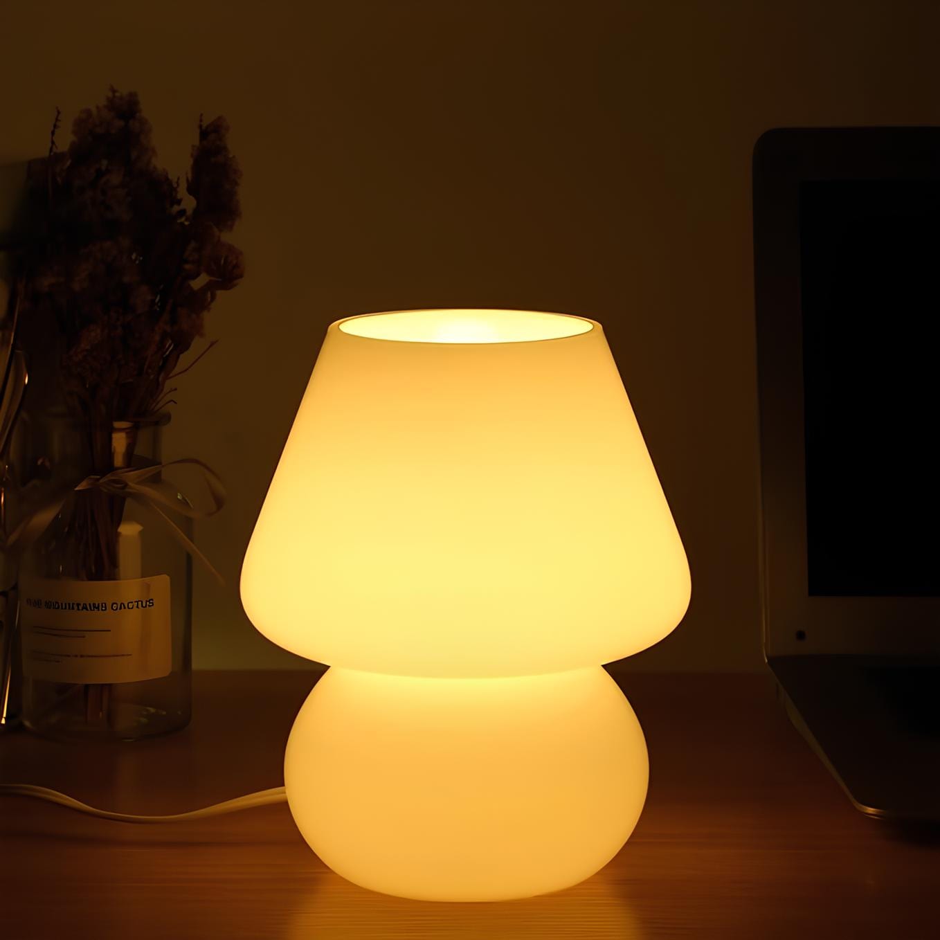 Verthara Hand-Blown Glass Mushroom Table Lamp