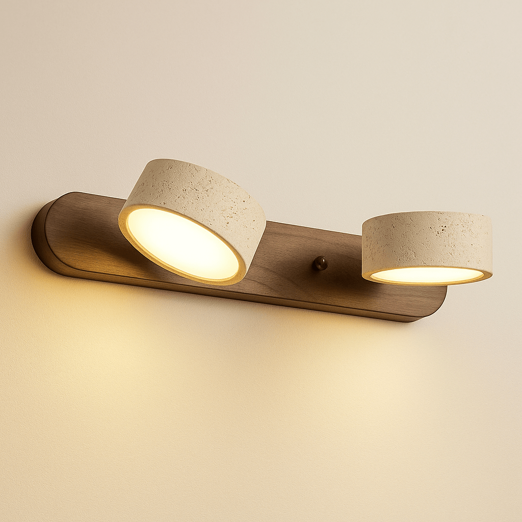 Verthara Japanese Wabi Sabi LED Wall Light Walnut Color