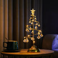 Verthara LED Desk Lamp - Battery Operated - Warm Light - Christmas Tree Design - Acrylic Crystal Pendants - Festive Home Decoration Crystal