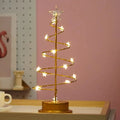 Verthara LED Desk Lamp - Battery Operated - Warm Light - Christmas Tree Design - Acrylic Crystal Pendants - Festive Home Decoration Star