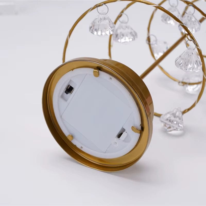Verthara LED Desk Lamp - Battery Operated - Warm Light - Christmas Tree Design - Acrylic Crystal Pendants - Festive Home Decoration