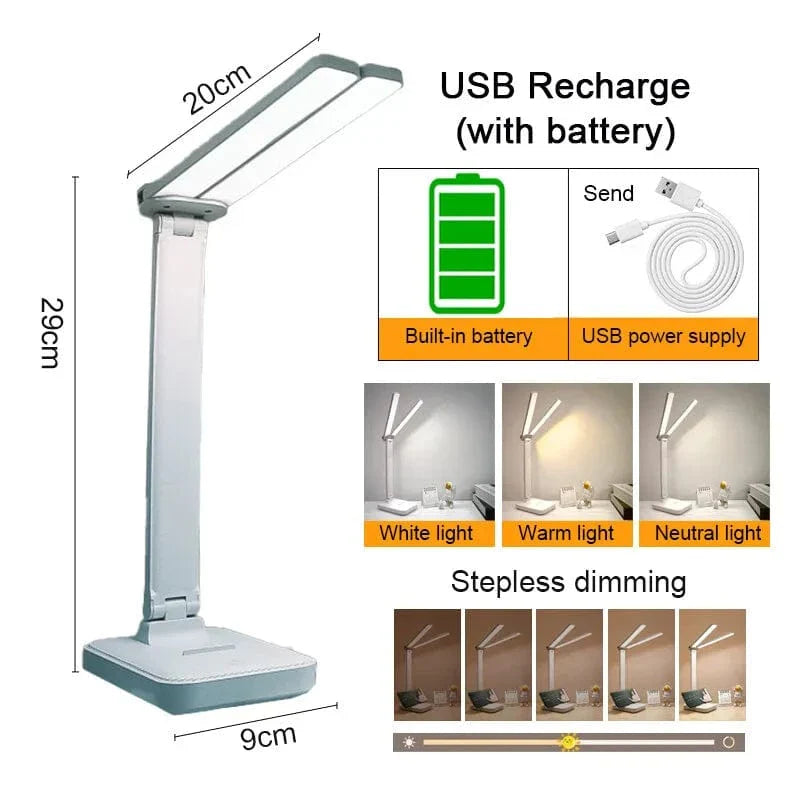 Verthara LED Desk Lamp - Cordless - USB Rechargeable - Dimmable - Foldable Design - Eye Protection - Available in Multiple Colours Blue Rechargeable