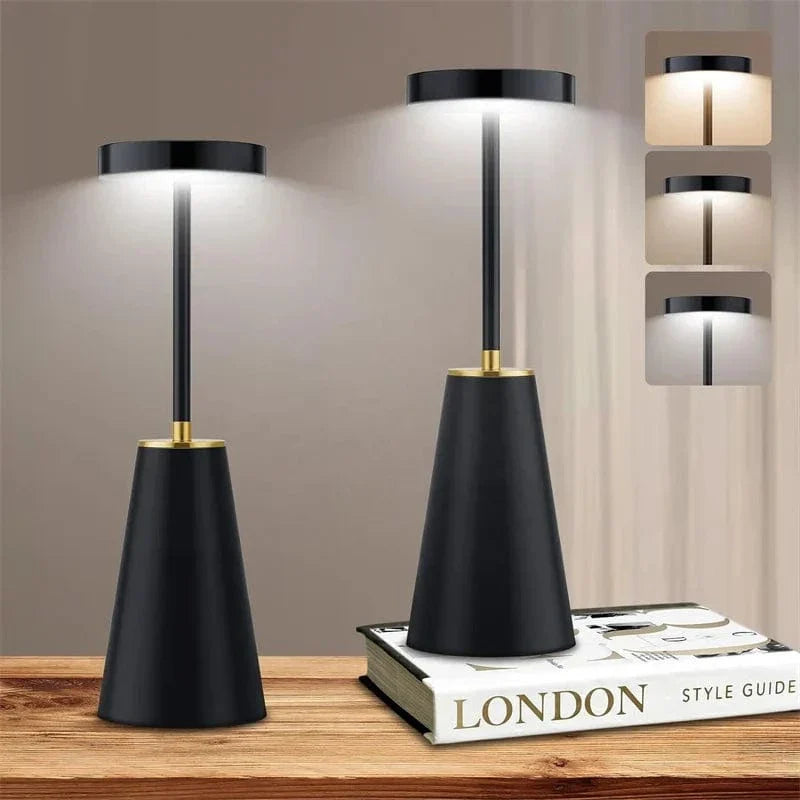 Verthara LED Rechargeable Desk Lamp - Touch Dimming - Modern Design - Three Colour Temperatures - Cordless - Ideal For Indoor Use - Sleek Aesthetic