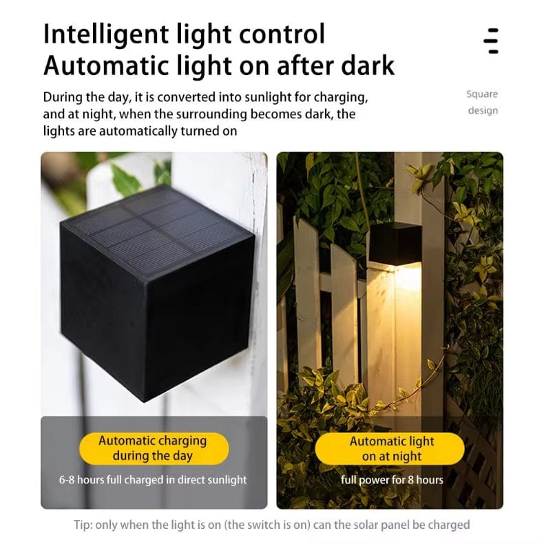 Verthara LED Solar Wall Light – Outdoor Mount – IP65 Waterproof – European Style - Manual Switch - Garden Lighting - 6-12 Hours Illumination