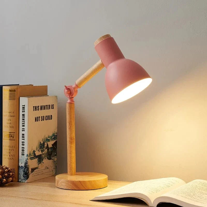 Verthara LED Table Lamp With Wooden Base – Adjustable Head - Eye Protection - Warm White - Modern Design - Ideal For Bedside Or Study