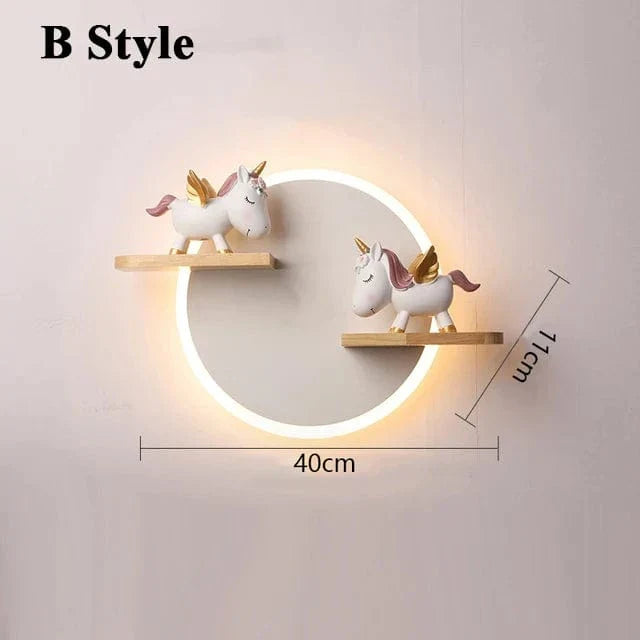 Verthara LED Wall Light With Unicorn Design – Wall-Mounted - Night Light - Ceramic - Kid's Room Decoration - Warm Glow - Colourful Accents Warm White (2700-3500K) / B Style