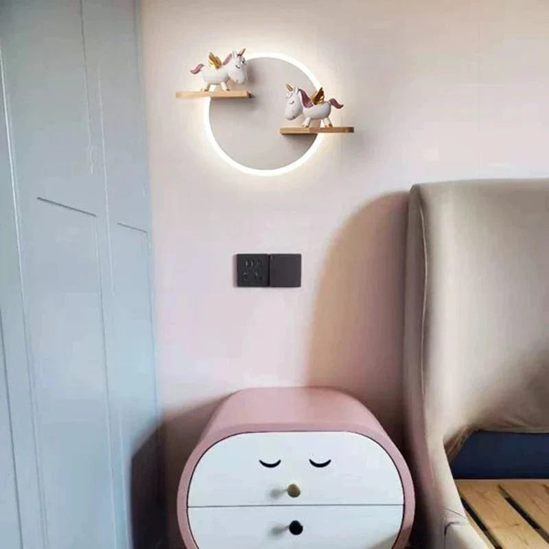 Verthara LED Wall Light With Unicorn Design – Wall-Mounted - Night Light - Ceramic - Kid's Room Decoration - Warm Glow - Colourful Accents