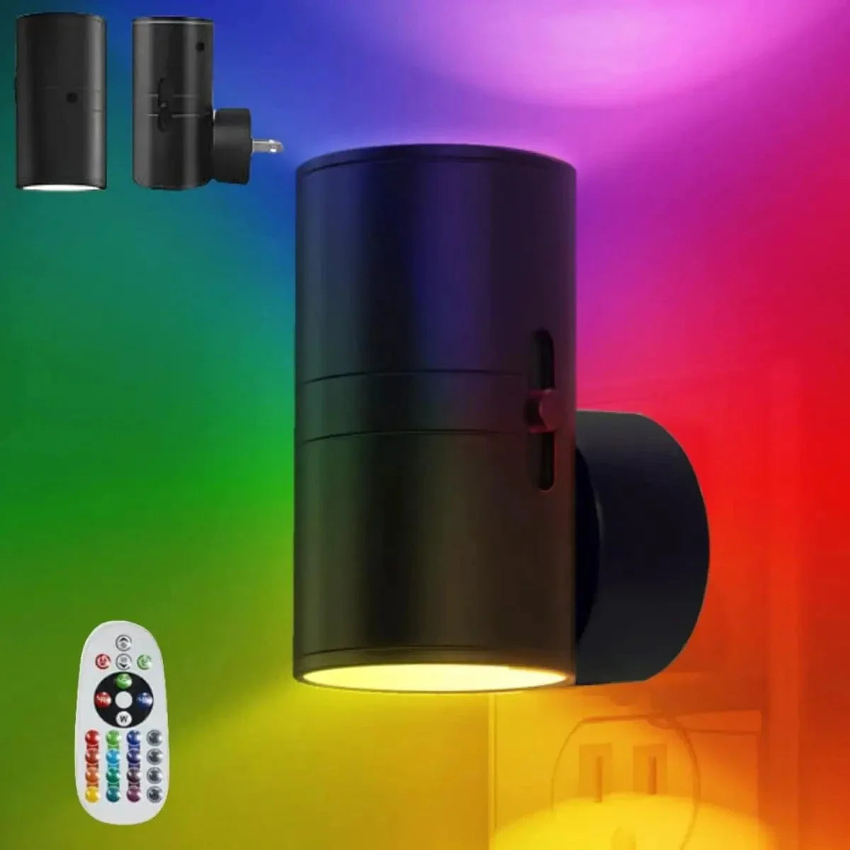 Verthara LED Wall Night Light With Plug-In Design – Sensor Activated - Remote Control - 16 Colour Options - Ideal For Bedroom Decor RGB 1 PCS