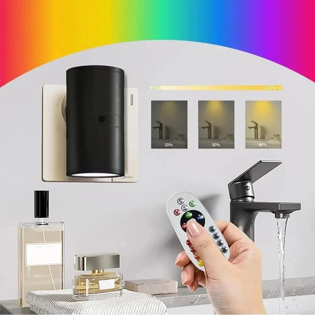 Verthara LED Wall Night Light With Plug-In Design – Sensor Activated - Remote Control - 16 Colour Options - Ideal For Bedroom Decor