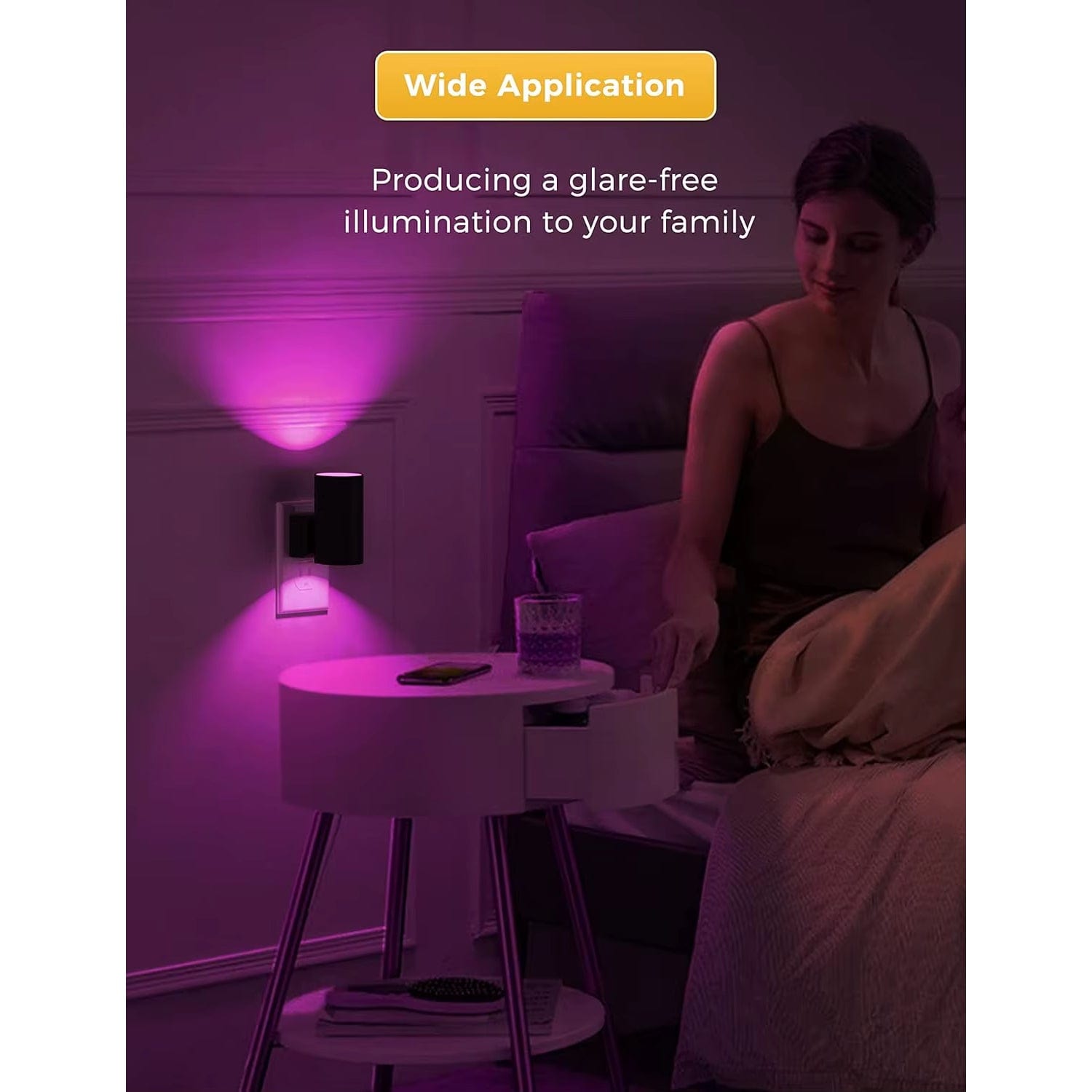 Verthara LED Wall Night Light With Plug-In Design – Sensor Activated - Remote Control - 16 Colour Options - Ideal For Bedroom Decor