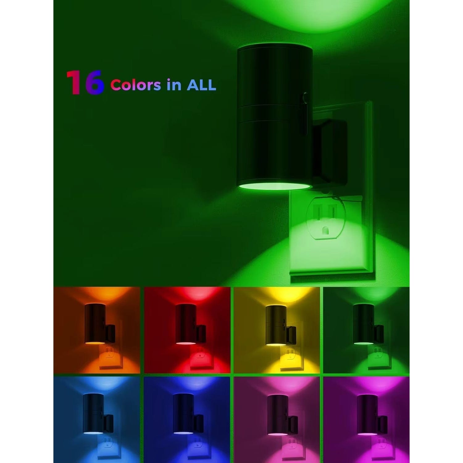Verthara LED Wall Night Light With Plug-In Design – Sensor Activated - Remote Control - 16 Colour Options - Ideal For Bedroom Decor