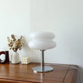 Verthara Macaron Glass Table Lamp - Corded - Trichromatic Dimming - Eye Protection - Modern Design - Stylish Bedroom Lamp - E27 Bulb Compatible USB / White