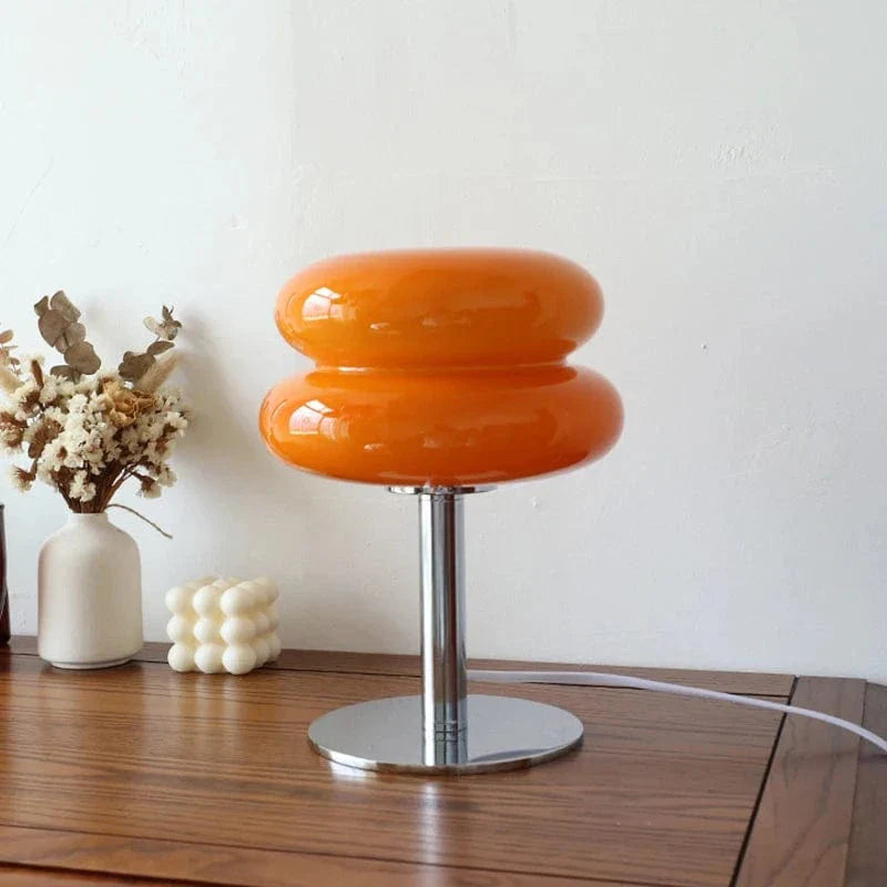 Verthara Macaron Glass Table Lamp - Corded - Trichromatic Dimming - Eye Protection - Modern Design - Stylish Bedroom Lamp - E27 Bulb Compatible
