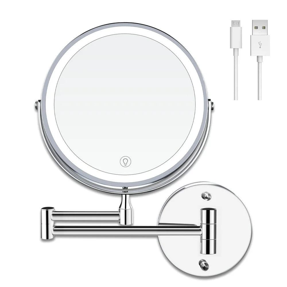 Verthara Make-Up Mirror with Light - Rechargeable Make-up Mirror with Light Silver