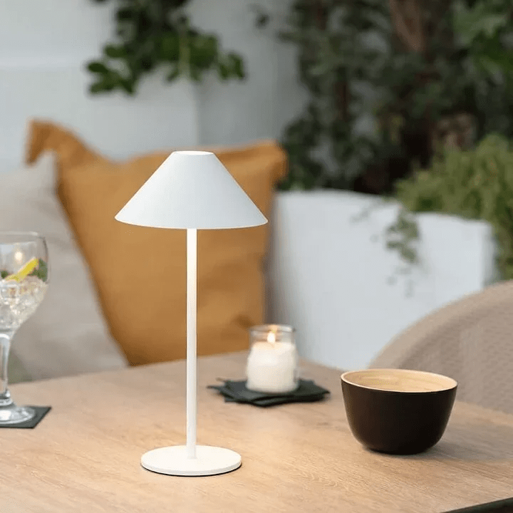Verthara Minimal Cone Rechargeable Table Lamp White