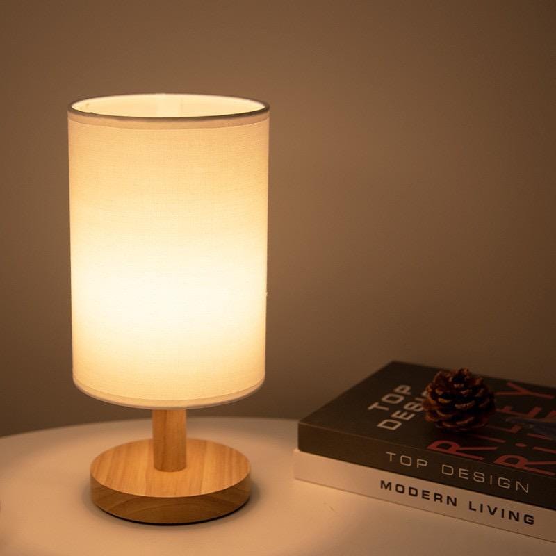 Verthara Minimalist Linen Table Lamp Plain White