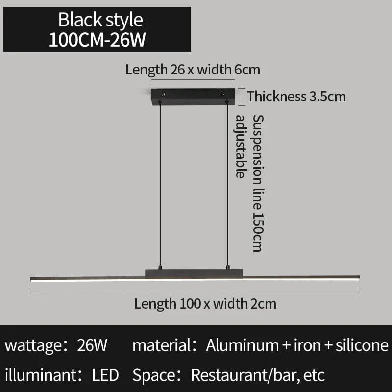 Verthara Modern Black Pendant Light With Adjustable Height – Minimalist Design - Aluminium and Silicone - Ideal for Kitchen and Dining Room