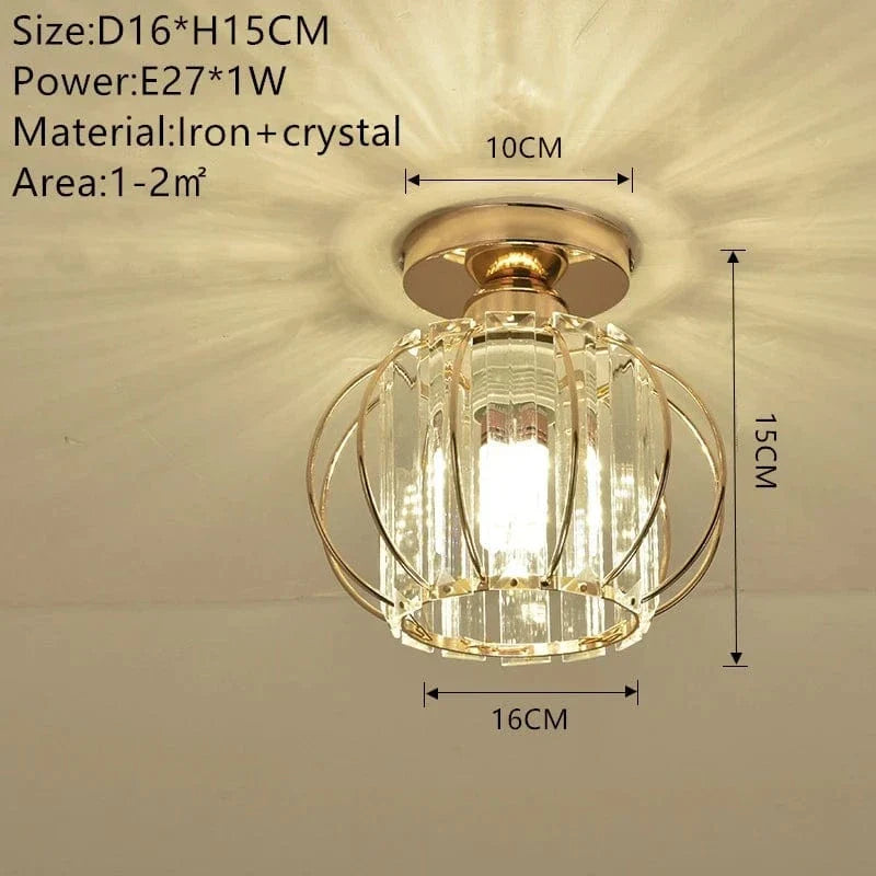 Verthara Modern Flush Mount Ceiling Light Fixture – K9 Crystal - LED Compatible - Elegant Design - Indoor Use - Polished Chrome Finish Gold-C