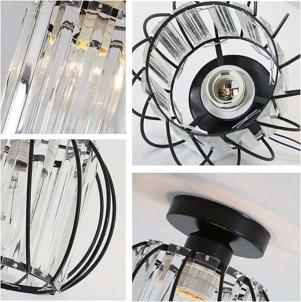 Verthara Modern Flush Mount Ceiling Light Fixture – K9 Crystal - LED Compatible - Elegant Design - Indoor Use - Polished Chrome Finish