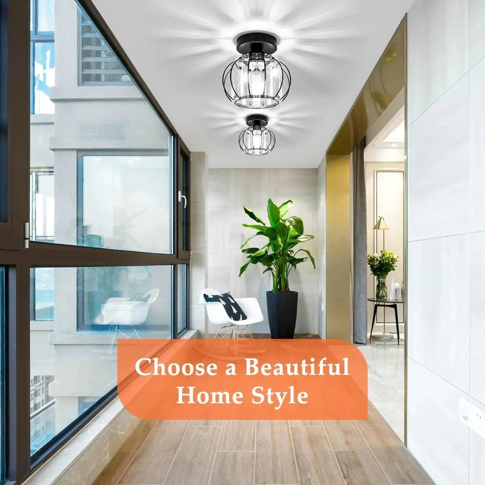Verthara Modern Flush Mount Ceiling Light Fixture – K9 Crystal - LED Compatible - Elegant Design - Indoor Use - Polished Chrome Finish