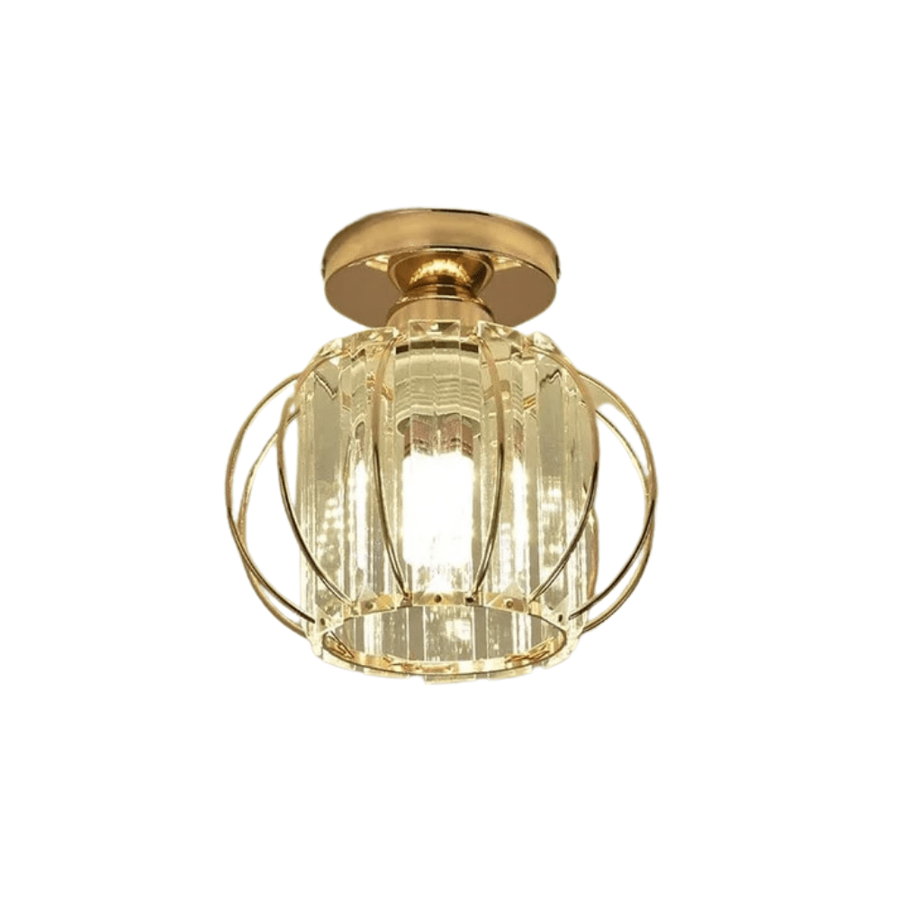 Verthara Modern Flush Mount Ceiling Light Fixture – K9 Crystal - LED Compatible - Elegant Design - Indoor Use - Polished Chrome Finish Gold-C