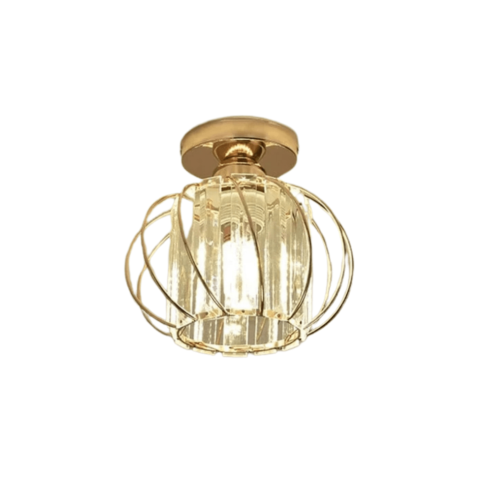 Verthara Modern Flush Mount Ceiling Light Fixture – K9 Crystal - LED Compatible - Elegant Design - Indoor Use - Polished Chrome Finish Gold-A