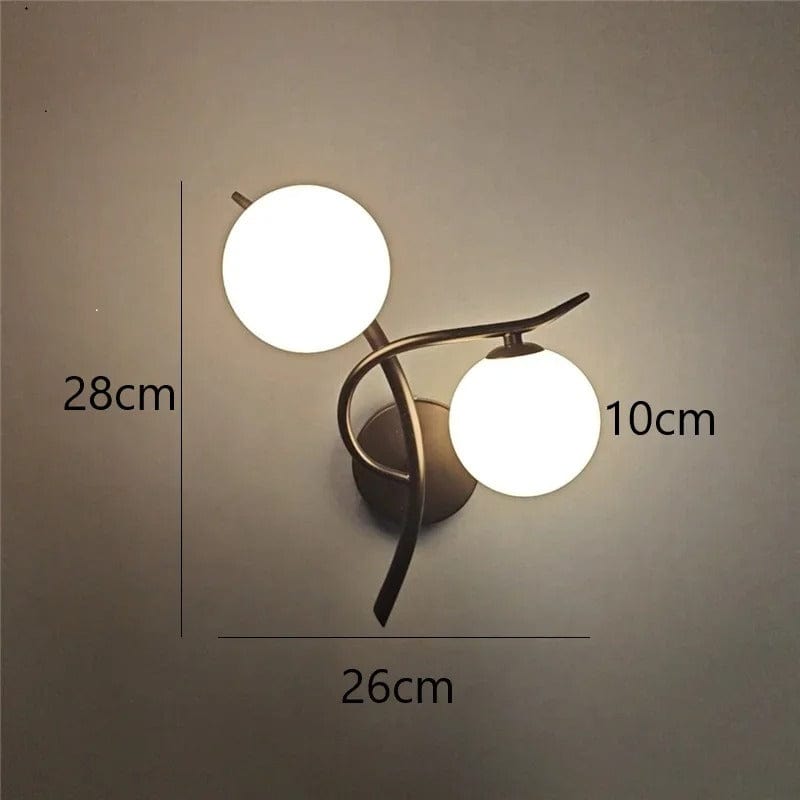 Verthara Modern Iron Wall Lamp with Glass Ball Shade – LED Wall Lights for Indoor Bedroom and Corridor Sconces Black Right