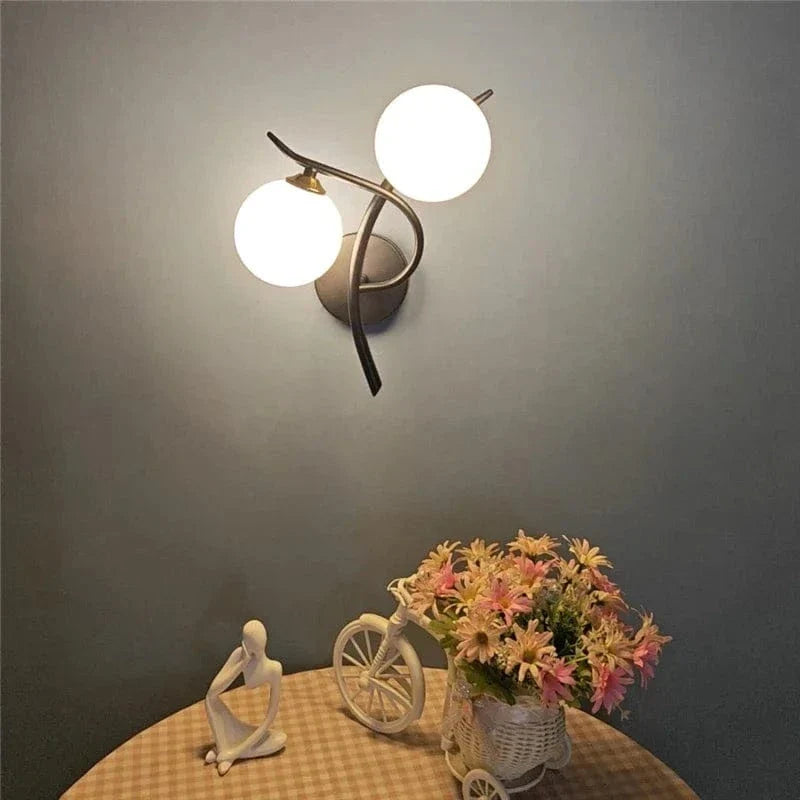 Verthara Modern Iron Wall Lamp with Glass Ball Shade – LED Wall Lights for Indoor Bedroom and Corridor Sconces