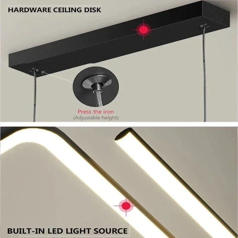 Verthara Modern LED Pendant Light - Adjustable Height - Dimmable - Black Aluminium - Cool/Warm/Neutral Tones - Indoor Lighting