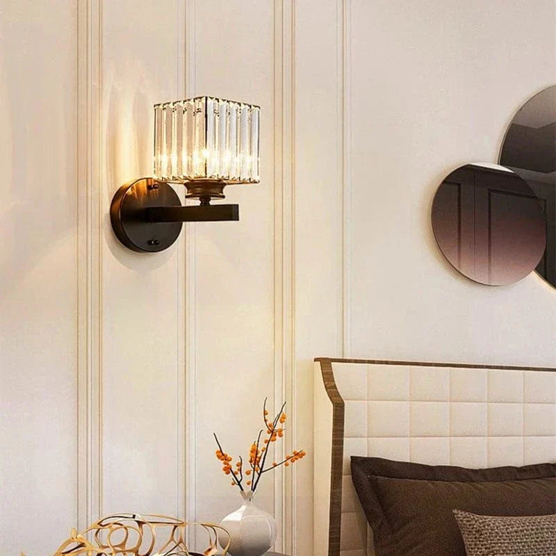 Verthara Modern LED Wall Light With Crystal Accents - Metal Construction - Adjustable Brightness - Nordic Style - Ideal For Living Room - Bedroom - Hallway