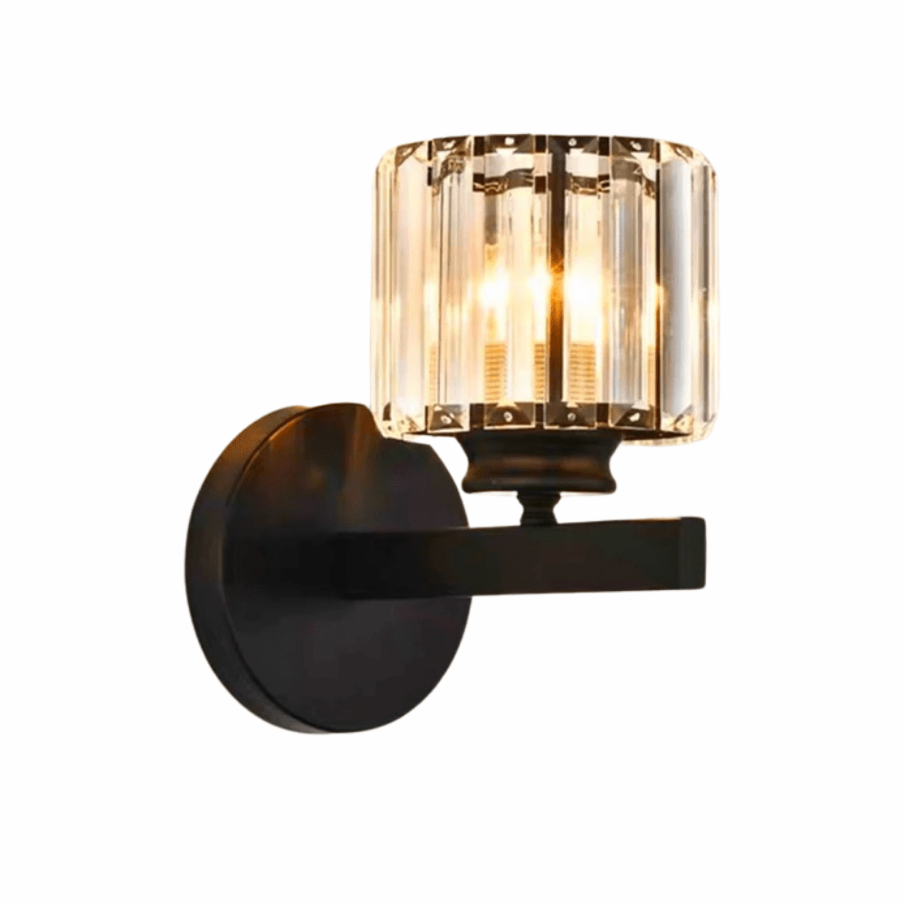 Verthara Modern LED Wall Light With Crystal Accents - Metal Construction - Adjustable Brightness - Nordic Style - Ideal For Living Room - Bedroom - Hallway Changeable / A black