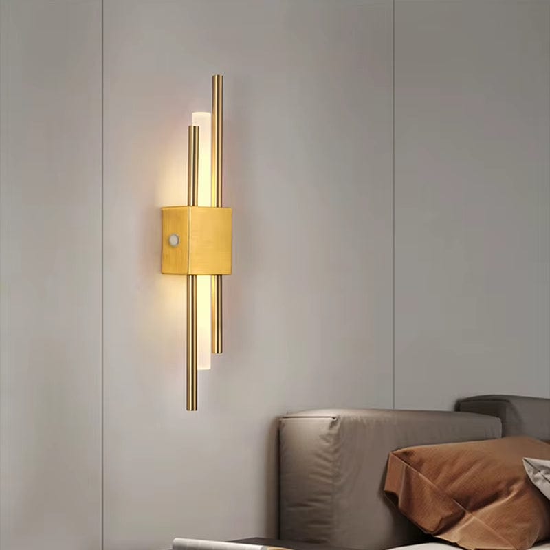 Verthara Modern LED Wall Light With USB Charging - Dimmable - Adjustable Warm Light - Acrylic Shade - Indoor Use - Gold Finish Right plug in