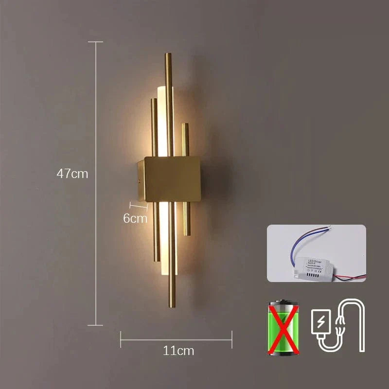 Verthara Modern LED Wall Light With USB Charging - Dimmable - Adjustable Warm Light - Acrylic Shade - Indoor Use - Gold Finish