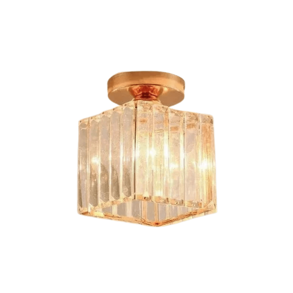 Verthara Modern Pendant Ceiling Light - Retro Style - E27 Base - Metal/Glass Shade - Black/Gold Finish - Ideal For Home Foyer/Kitchen Square Golden