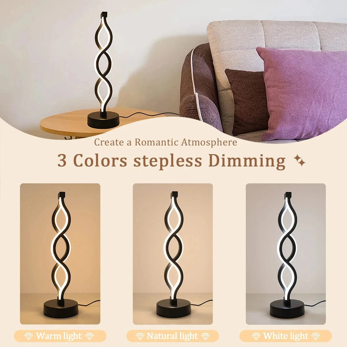 Verthara Modern Seaweed LED Table Lamp Black